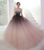 Off-the-shoulder Ombre Ball Gown Prom Dress Cheap Long Evening Dresses OP601