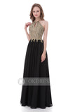 Black Prom Dress,Chiffon Prom Dresses,A Line Prom Dresses,Long Evening Dress,Appliques Evening Gowns,Beading Prom Dress