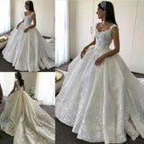 Chic Ball Gown Backless Lace Appliques Wedding Dress Sweetheart Bridal Dress OK1013