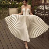 Sexy Ivory Wedding Gown Tea Length Bridal Dress OKW51