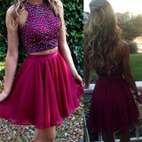 Pretty Sparkly Beaded Chiffon A-line Sleeveless Homecoming Dress K408