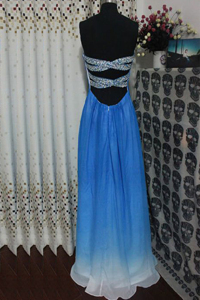 Gradient Ombre Chiffon Beaded Long Prom Dresses ED0647