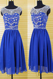 Cap Sleeves Royal Blue Chiffon Homecoming Dresses Prom ED0681