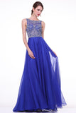 Elegant Royal Blue Long Beaded Cap Sleeves Backless Prom Dress ED0722