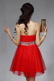 Halter Backless Red Beaded V-neck Homecoming Dress ED0832