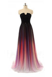 Black Navy Blue Ombre Chiffon Long Prom Dresses K146