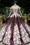 Princess Sparkly Off the Shoulder Long Prom Dress Ball Gown Quinceanera Dress OKS26
