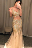 Sexy Beaded Mermaid Long Prom Dress Graduation School Party Gown OK1066