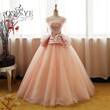 Vintage Flower Long Sleeves Puffy Tulle Long Prom Dresses,Quinceanera Dresses OK608