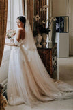 Elegant Ivory Tulle A Line Sweetheart Appliqued Wedding Dress Bridal Gown OK1134