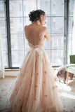 Beautiful A Line Sweetheart Flower Cheap Bridal Gowns, Princess Wedding Dress OKE34