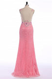 Charming Lace Mermaid Font Split Long V-neck Prom Dress K103