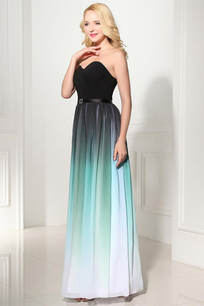 Charming Back Up Lace Ombre Gradient Chiffon Long Prom Dresses K117