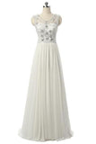 Classy Long Ivory Chiffon Beading Handmade Free Shipping Prom Dress K148