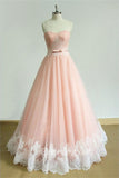 Real Beautiful Handmade Strapless Long Pink Lace Prom Dress K152