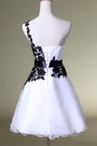 Black Lace And White Skirt One Shoulder Beautiful Short Homecoming Dress K163