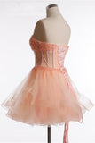 Cute See Through Short Beaded Handmade Lace Up Homecoming Dress K200