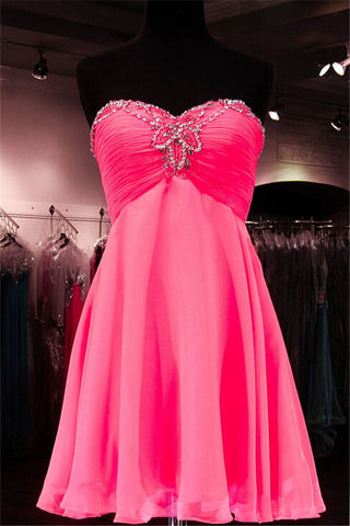 High Low Chiffon Short Sweetheart Beading Homecoming Dress K209