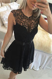 Black Lace Elegant Short Handmade Pretty Homecoming Dress K210