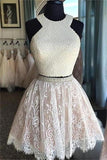 2 Pieces Stunning Short Lace Beaded Gorgeous Homecoming Dress K223