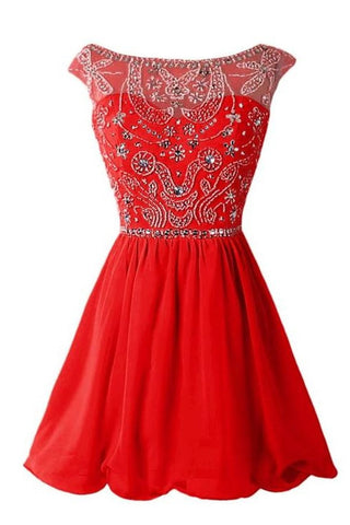 Light Red Short Beading Homecoming Graduation Dress K224