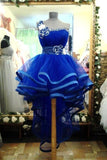 Pretty One Shoulder Royal Blue Tulle Handmade Homecoming Dress K254