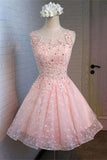 Beautiful Pink Lace Short Beading Lovely Homecoming Dress K258