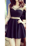 Black Simple See Through Mini Handmade Formal Homecoming Cocktail Dress K404