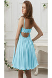 Pretty Spaghetti Straps Cute Simple Cheap Backless Homecoming Dress K50