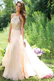 Pear Make Pretty Long Chiffon Beading Backless Prom Dress For Teens K54