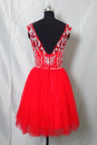 Real Cute Cap Sleeves Beading Short Backless Homecoming Dress K56