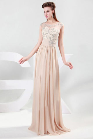 Cap Sleeves Long Beading Prom Dress K67