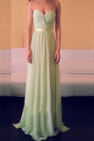 Teal Long Chiffon Sweetheart Simple Backless Prom Dress K73