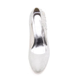 Chic Ivory Low Heels Rhinestones Wedding Shoes with Lace Appliques L-923