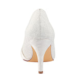 Ivory High Heels Bridal Shoes,Elegant Wedding Shoe, Lace Woman Shoes L-926