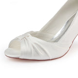 Ivory High Heels Satin Wedding Shoes, Princess Wedding Party Shoe L-928