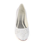 Ivory Flat Lace Wedding Shoe, Fashion Beading Bridal Shoes L-929