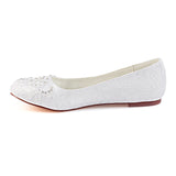 Ivory Flat Lace Wedding Shoe, Fashion Beading Bridal Shoes L-929