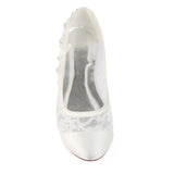 Ivory Flat Lace Wedding Shoes with Crystals, Fashion Woman Party Shoes L-931