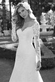 Long Sleeve Wedding Dresses Mermaid Bride Dresses Plus Size Lace Appliques OKV10
