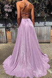 New Long Prom Dress Spaghetti Straps A Line Sparkly Fashion Evening Dress OK1026