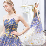 A Line Strapless Long Prom Dress Formal Evening Dress OKQ72