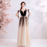 A Line Spaghetti Straps Tulle Long Prom Dresses, Charming Evening Dresses OKQ70