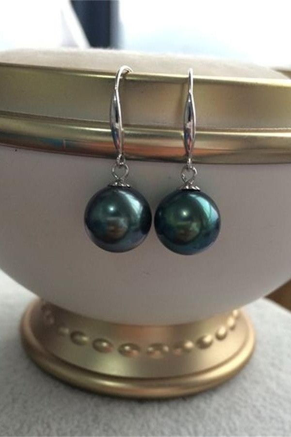 8-9mm Tahitian Peacock Clip Pearl Earrings with S925 Silver Posts P7