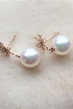 White Freshwater Pearl Earrings with 18K Gold Posts P8