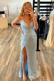 Stunning Lilac Sequins Mermaid Long Prom Dresses Formal Evening Dresses OK1693