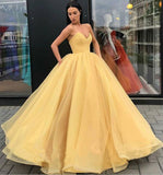 Sweetheart Yellow Long Modest Prom Gowns, Long A-line Fashion Prom Dress OKP79