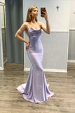 Light Purple Mermaid Spaghetti-Straps Prom Dress Formal Evening Dresses OK1797