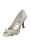 Ivory Lace Peep Toe Women Shoes Wedding Shoes S39