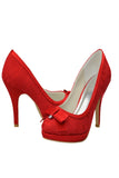 Real Handmade Red Lace High Heel Women Shoes For Wedding S41